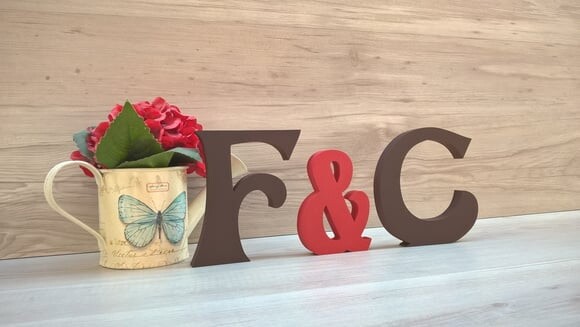 Letras em mdf - Iniciais com & - 15 cm - Linha Hippie