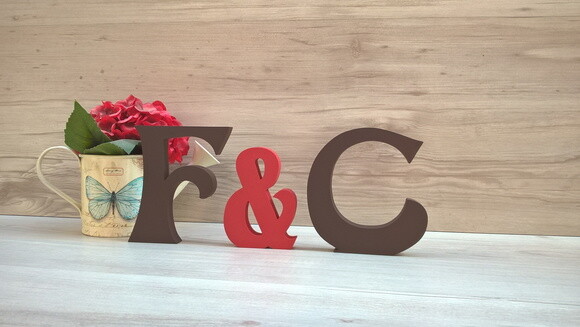 Letras em mdf - Iniciais com & - 15 cm - Linha Hippie