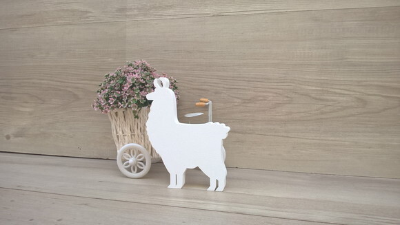 Lhama Lisa - 15 cm - Escultura em MDF para decoração