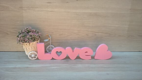 Love vazado coração - linha DW + coração 10 cm