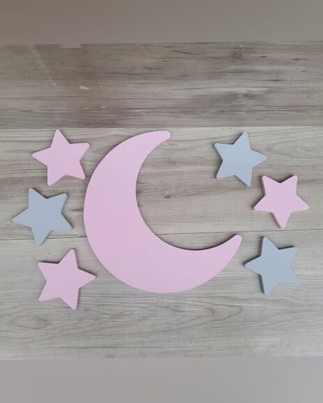 Lua e Estrelas de Parede em mdf