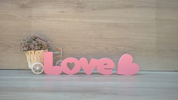 Love vazado coração - linha DW + coração 10 cm