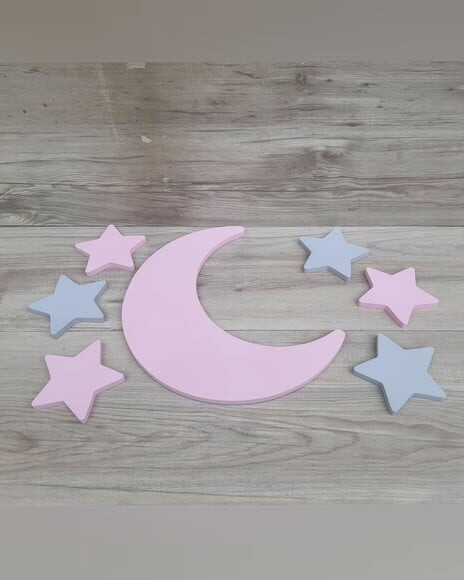 Lua e Estrelas de Parede em mdf