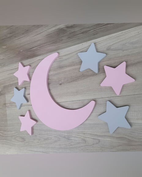 Lua e Estrelas de Parede em mdf