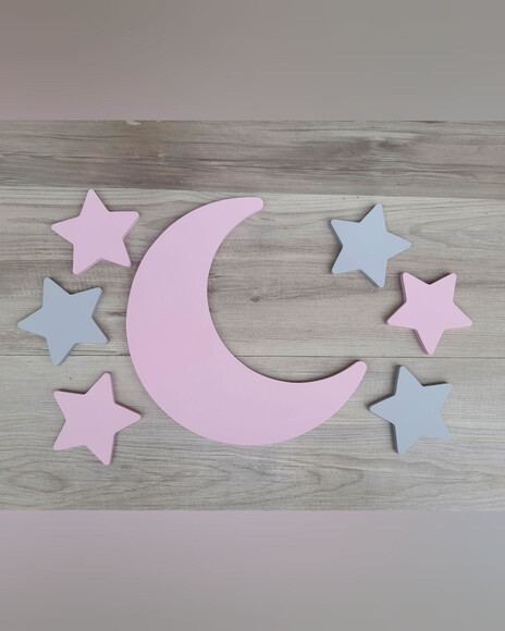 Lua e Estrelas de Parede em mdf
