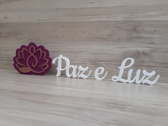 Meditação Flor de Lótus + Paz e Luz - peças de mesa em MDF