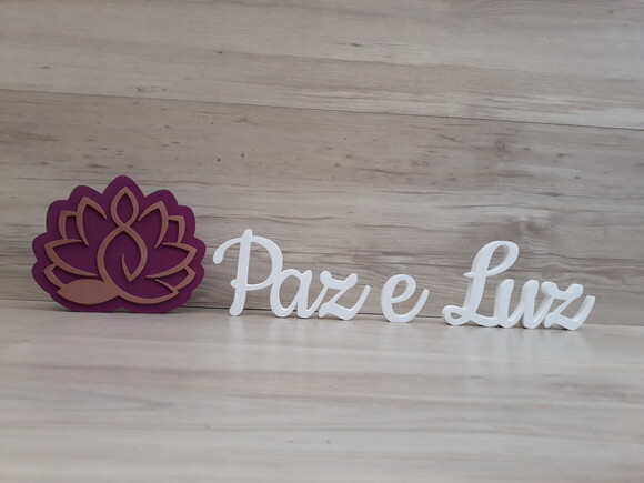 Meditação Flor de Lótus + Paz e Luz - peças de mesa em MDF
