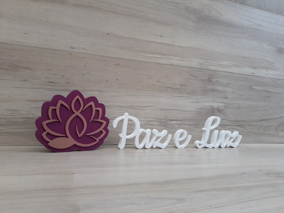 Meditação Flor de Lótus + Paz e Luz - peças de mesa em MDF