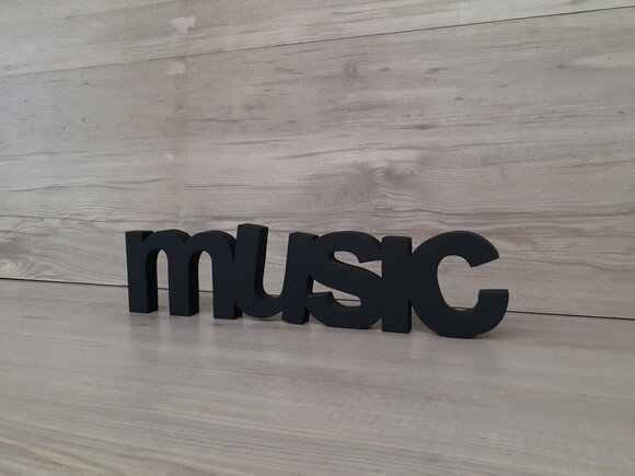 music - Palavra de mesa em MDF - Tamanho M