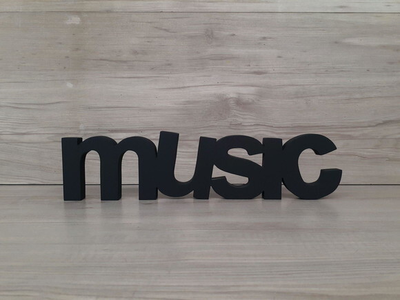 music - Palavra de mesa em MDF - Tamanho M