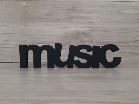 music - Palavra de mesa em MDF - Tamanho M