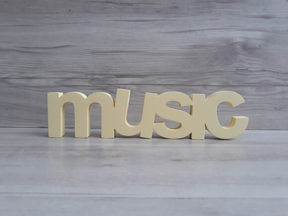 music - Palavra de mesa em MDF - Tamanho P