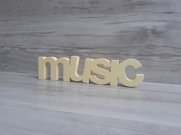music - Palavra de mesa em MDF - Tamanho P