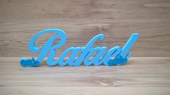 Nome de Mesa em mdf - Clássico Bop com Aplique- Rafael 15 cm