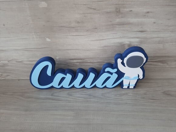 Nome de Mesa em mdf - Linha Astronauta - Cauã 15 cm