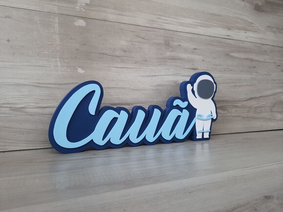 Nome de Mesa em mdf - Linha Astronauta - Cauã 15 cm