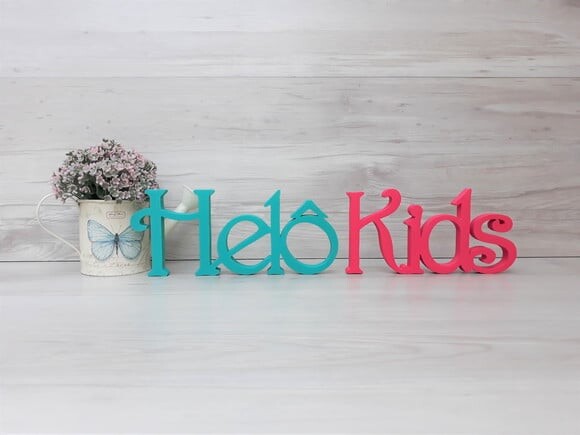 Nome de mesa em MDF - Linha CH - Helô Kids 10 cm