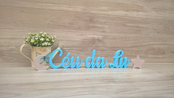 Nome De Mesa Em Mdf - Linha Ck - Céu Da Lu - 8 Cm + Estrela
