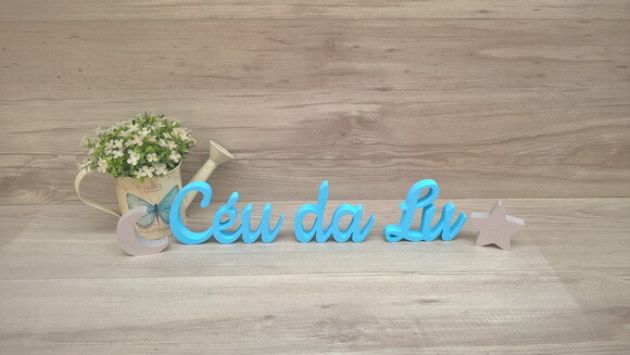 Nome De Mesa Em Mdf - Linha Ck - Céu Da Lu - 8 Cm + Estrela