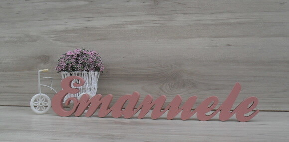 Nome de Mesa em mdf - Linha Clássicos - Emanuele 10 cm