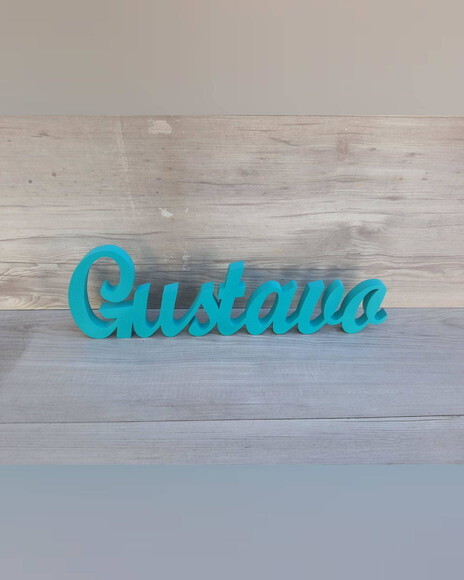 Nome de Mesa em mdf - Linha Cursiva Script - Gustavo 13 cm