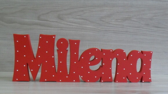 Nome de Mesa em mdf - Linha Sr com Poá - Milena 10 cm