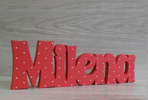 Nome de Mesa em mdf - Linha Sr com Poá - Milena 10 cm