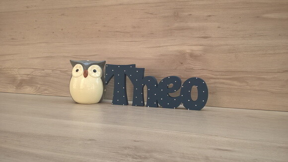 Nome de Mesa em mdf - Linha Sr com Poá - Theo 15 cm