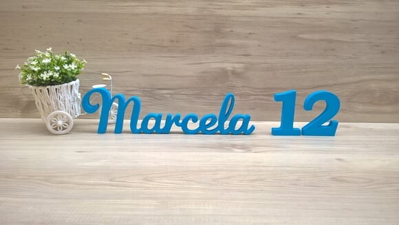 Nome de Mesa em mdf - Mod as - Marcela 10 cm + 2 Números