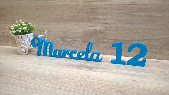 Nome de Mesa em mdf - Mod as - Marcela 10 cm + 2 Números