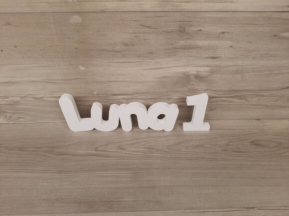 Nome de Mesa em mdf - Mod Pk - Luna 10 cm + Número 10 cm
