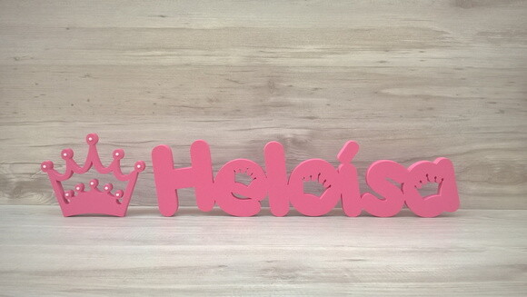 Nome de mesa em MDF - Mod PK + Coroa - Heloísa 10 cm