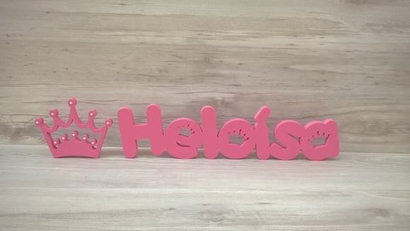 Nome de mesa em MDF - Mod PK + Coroa - Heloísa 10 cm
