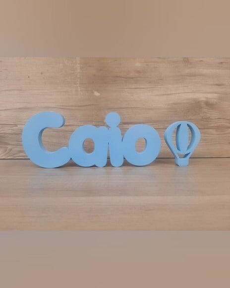 Nome de Mesa em mdf - Mod Pk Padrão - Caio 10 cm + Balão