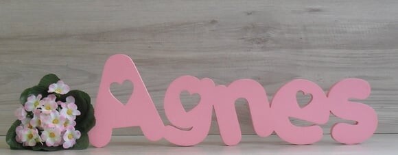 Nome De Mesa Em Mdf - Mod Pk Vazado Coração - Agnes - 10 Cm