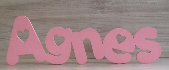 Nome De Mesa Em Mdf - Mod Pk Vazado Coração - Agnes - 10 Cm