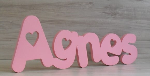 Nome De Mesa Em Mdf - Mod Pk Vazado Coração - Agnes - 10 Cm
