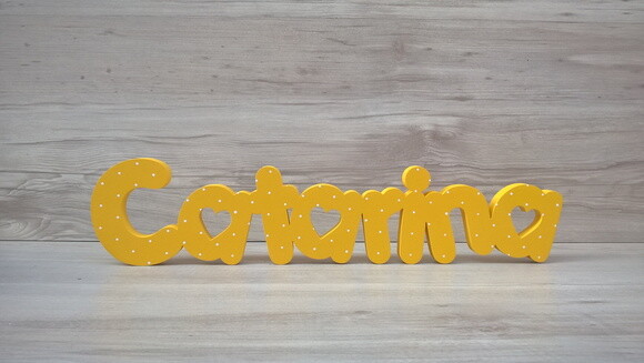 Nome de Mesa em mdf - Mod Pk Vazado Coração - Catarina 10 cm