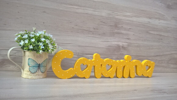 Nome de Mesa em mdf - Mod Pk Vazado Coração - Catarina 10 cm