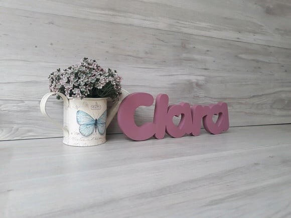 Nome de mesa em MDF - Mod PK Vazado Coração - Clara 10 cm