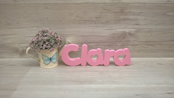Nome de mesa em MDF - Mod PK Vazado Coração - Clara 10 cm