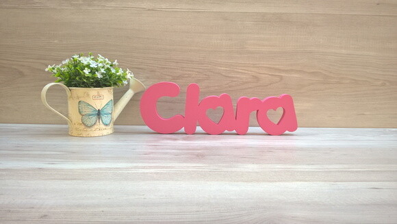 Nome de mesa em MDF - Mod PK Vazado Coração - Clara 10 cm