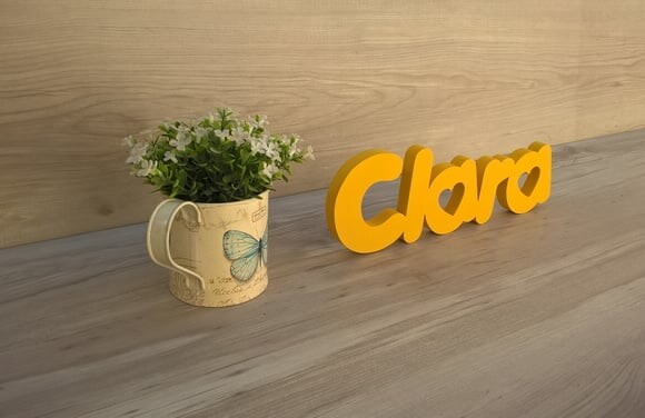 Nome de mesa em MDF - Mod PK Vazado Coração - Clara 10 cm