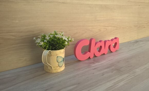 Nome de mesa em MDF - Mod PK Vazado Coração - Clara 10 cm