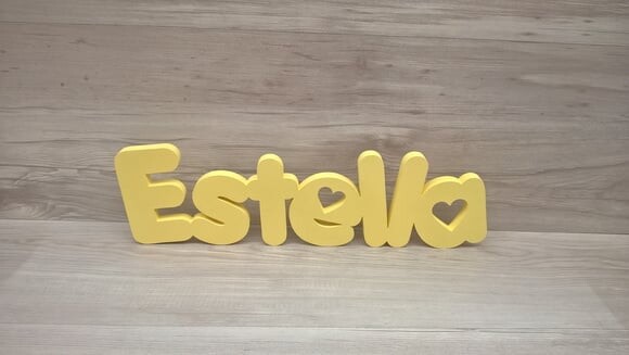 Nome de Mesa em mdf - Mod Pk Vazado Coração - Estella 13 cm