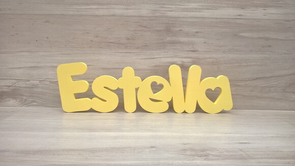 Nome de Mesa em mdf - Mod Pk Vazado Coração - Estella 13 cm