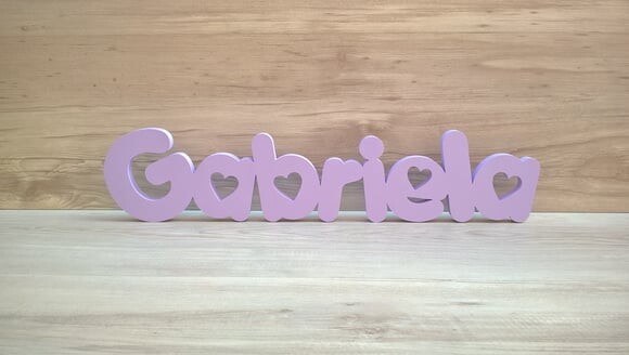 Nome de mesa em MDF - Mod PK Vazado Coração - Gabriela 13 cm