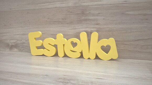 Nome de Mesa em mdf - Mod Pk Vazado Coração - Estella 13 cm