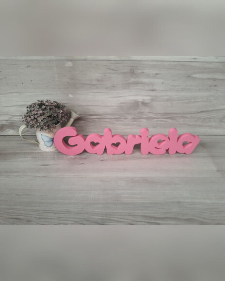 Nome de Mesa em mdf - Mod Pk Vazado Coração - Gabriela 10 cm