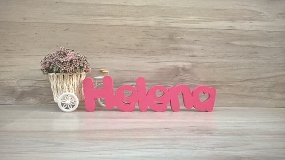 Nome de Mesa em mdf - Mod Pk Vazado Coração - Helena 10 cm